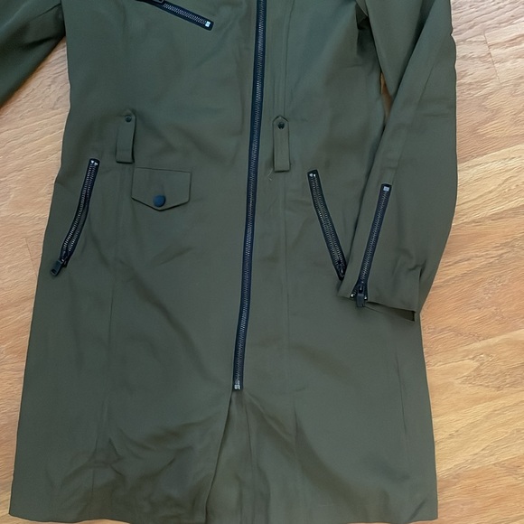 Avec les Filles BELTED MOTO TRENCH RAINCOAT dark green size XS - Picture 9 of 14
